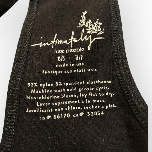 Free People Intimately Black Ribbed V-Neck Bodysuit XS/S Sleeveless Stretch NWOT - Picture 3 of 3